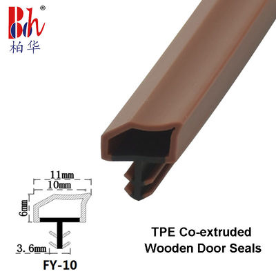 TPE Co-Uitgedreven Houten van de Strokenweatherstrips van de Deur Rubberverbinding de Teak Houten Kleur