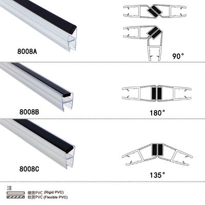 De goede van de de Deur Magnetische Strook van de veerkrachtdouche Waterdichte Verbindingen van pvc voor 8mm Glas