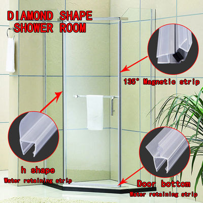 Van de de Deur Verticale Verbinding van de Frameless het Glijdende Douche Water die van de Strookpvc Montage behouden