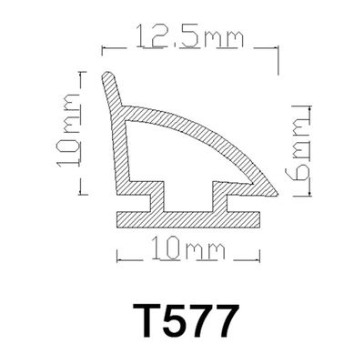 12.5*10mm de Rubberstrook TPE van pvc Antibotsings voor Schuifdeur Zwarte Kleur